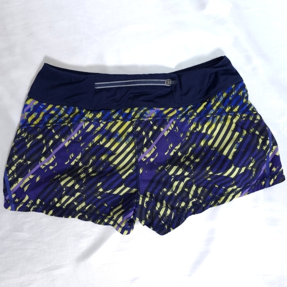 Athleta Women’s Athletic Swim Workout Striped Neon Navy Running Shorts Small - Picture 2 of 9